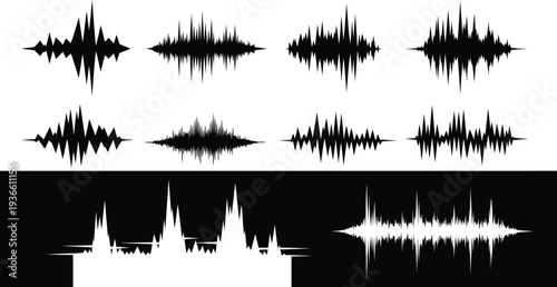 Collection of sound waveforms and audio signal patterns