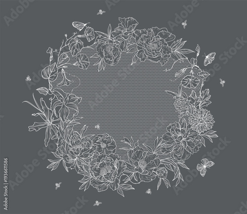 lace flowers frame decoration element	