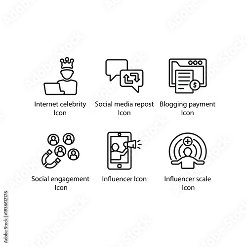 Internet celebrity, social repost, Blogging payment, Social engagement, Influencer, Influencer scale, icon