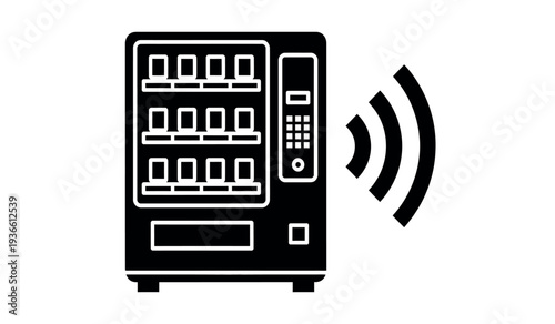 Black vending machine with wireless signal icon