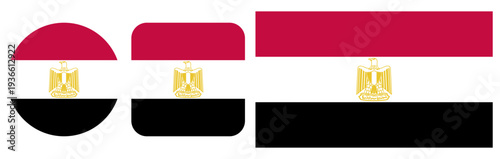 A set of icons depicting the Egyptian flag, vector graphics, on a transparent background.