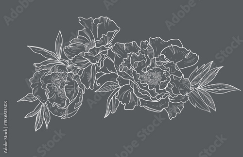  flowers and foliage. Vector illustration, bouquet.	