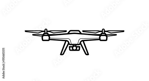 Drone Illustration Outline View.