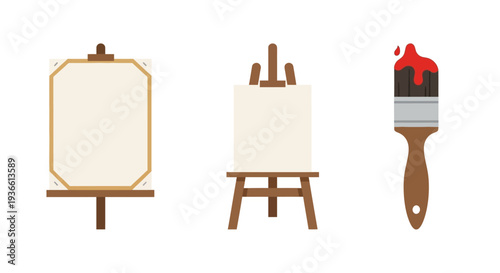 Easel and Paintbrush Setup.