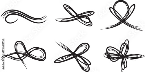 Black Solid Autonomous Drone Silhouettes Set of Six on White Background