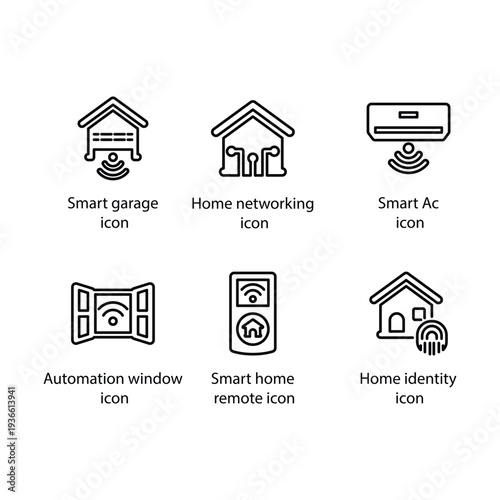 Smart garage, Home networking, Ac, Automation window, Home remote, Home identity, icon