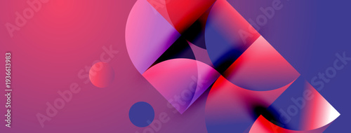 Abstract composition featuring overlapping circles, vibrant gradients. Pink, purple, blue hues create dynamic visual effect. Modern design.