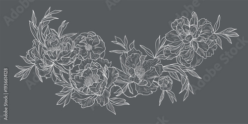  flowers and foliage. Vector illustration, bouquet.	