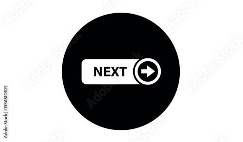 Black circle button with next arrow icon on for navigation purposes online