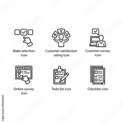 Make selection, Customer satisfaction rating, Customer survey, Online survey, Todo list, Checklist, icon