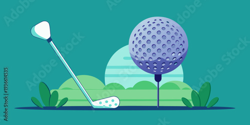 golf ball on tee and golf club, generative ai
