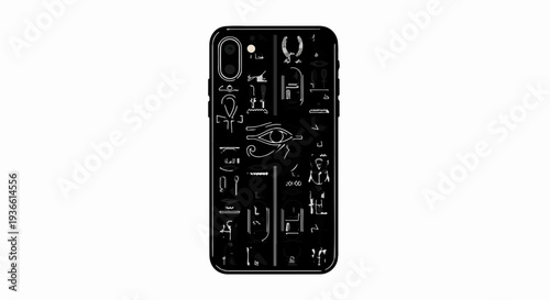 Modern smartphone case adorned with ancient Egyptian hieroglyphs