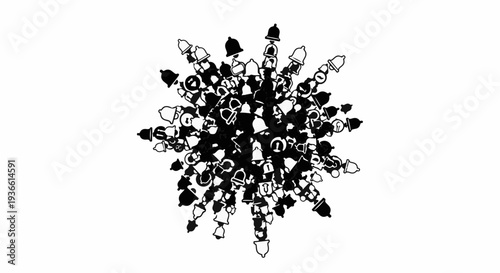 Diverse crowd forming a vibrant, starburst pattern from above