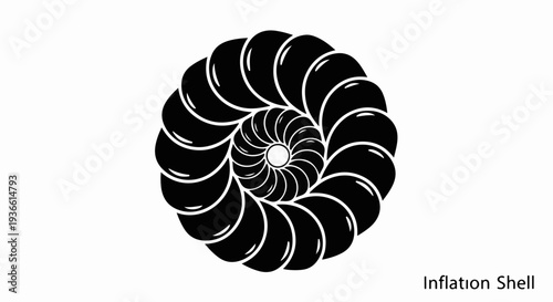 Abstract spiral pattern resembling a nautilus shell in black and white