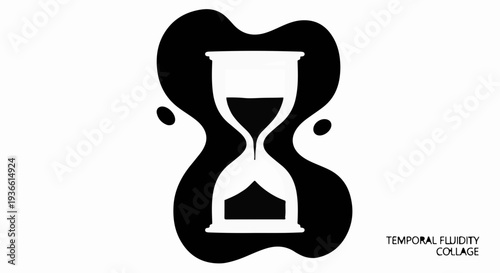 Abstract hourglass symbol representing the flow and passage of time with liquid-like shapes