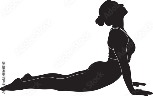 Woman in Upward-Facing Dog Yoga Pose Silhouette Vector