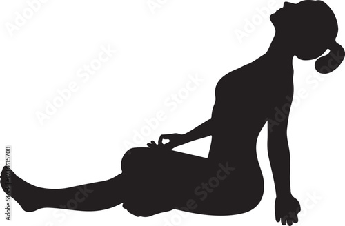 Woman in yoga pose silhouette vector