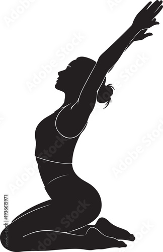 Woman in yoga pose silhouette vector