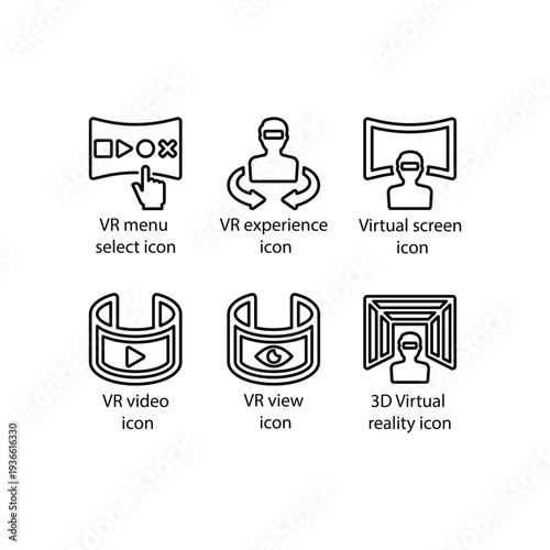 VR menu select, VR experience, Virtual screen, VR video, VR view, 3D Virtual reality, icon