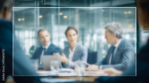 Wallpaper Mural Blurred corporate meeting presentation with a white overlay Torontodigital.ca