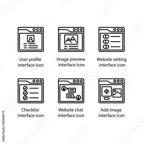 User profile, Image preview, Website setting, Checklist, Website chat, Add image, icon