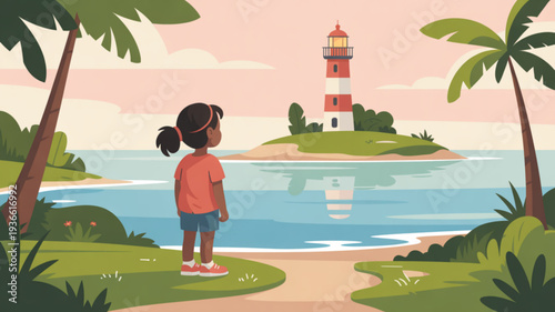 Serene coastal hiking trail winds through rugged cliffs and lush greenery overlooking crashing ocean waves under blue sky with white clouds and flying seagulls