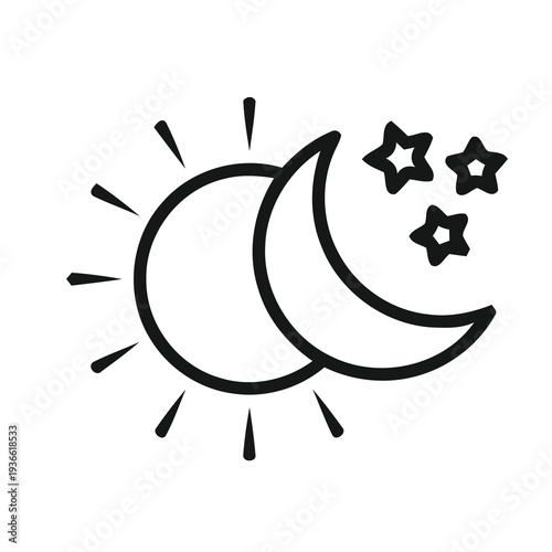 half sun half moon line icon vector file