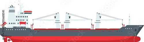 Cargo ship container vessel maritime freight transportation logistics industry flat vector illustration