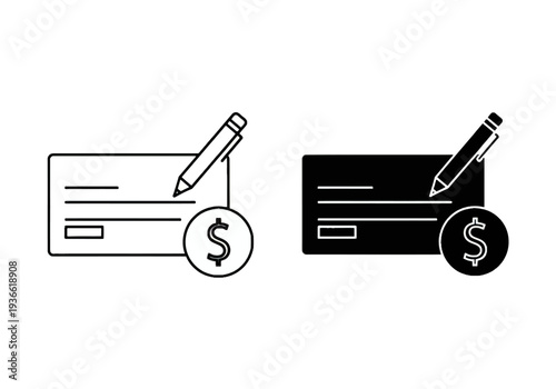 Financial transaction icons depicting credit cards and currency symbols with stylus pens nearby on a neutral backdrop viewed from directly above