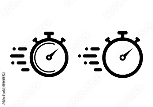 Two stopwatches are displayed side by side with motion indicated by dashes around them in a graphic illustration style.