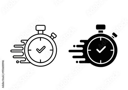 A stopwatch in action viewed from directly above showing elapsed time with motion lines indicating speed and urgency in a simple illustration style.