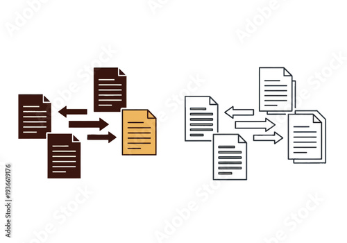 Documents being merged into a single file and documents being generated from a single file in a workflow process