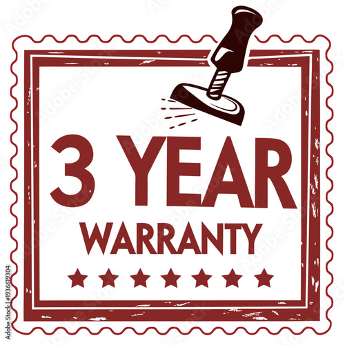 3 year warranty stamp with the text