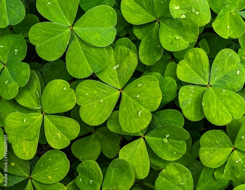 A lush carpet of vibrant green clover leaves