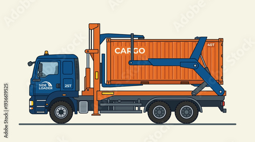 Container truck loading cargo container