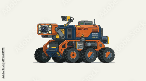 Futuristic Mars Rover with Camera and Robotic Arm