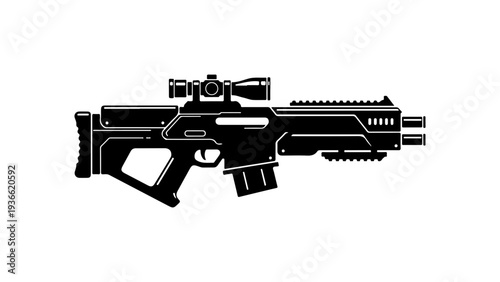 Vector illustration of a black assault rifle