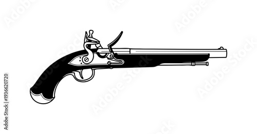 Vector illustration of a flintlock pistol