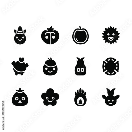 Black Silhouette Halloween Icon Set.