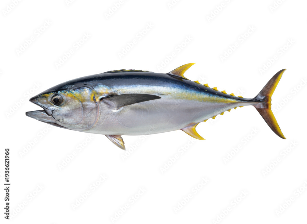 Fototapeta premium 新鮮なキハダマグロの魚の白い背景