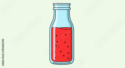 Glass Bottle Red Juice.
