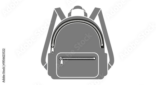 Gray Backpack Illustration Design.