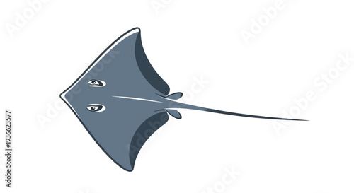 Gray Stingray Swimming Freely.