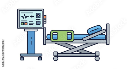 Hospital Bed with Monitor.