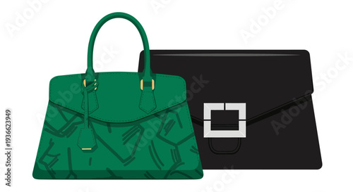 Luxury Green Handbags Display.