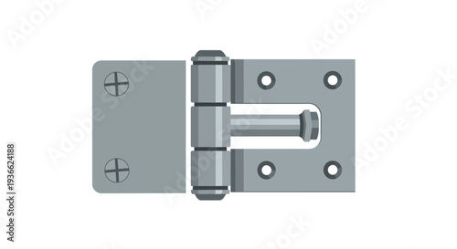 Metal Hinge on White.