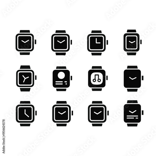 Smartwatch icons with various displays.