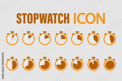 Stopwatch Timer Icon Vector – Time Measurement Clock Symbol in Simple Flat Design