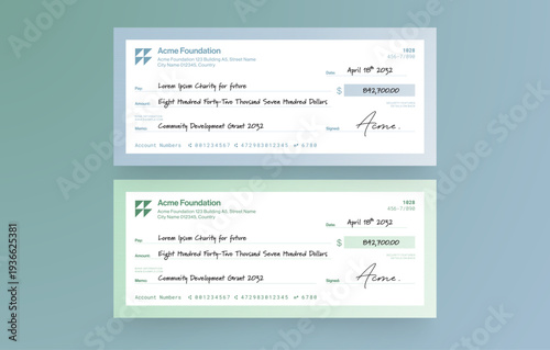Blank Check Template, Bank Cheque Layout for Business Payments