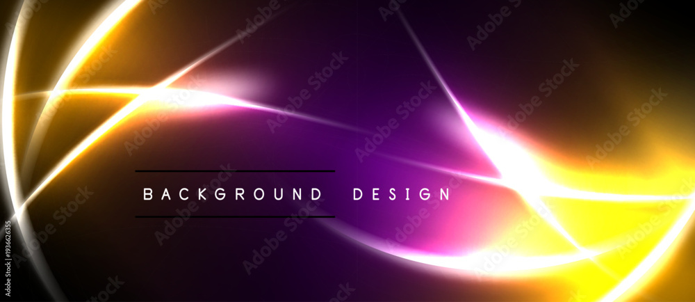Naklejka premium Abstract vibrant background. Yellow, purple hues blend. Lines create dynamic visual effect. Modern design element.